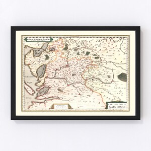 Saintonge (Xaintonge) France Map 1623, Vintage Saintonge (Xaintonge) France Map, Old Saintonge (Xaintonge) France Art, Wall Art Gift for Sai