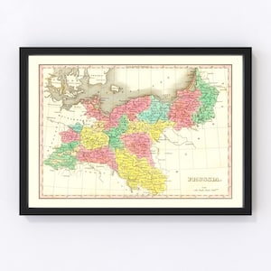 Prussia, Germany Map 1831, Vintage Prussia, Germany Map, Old Prussia, Germany Art, Wall Art Gift for Prussia, Germany History Lovers Retro D