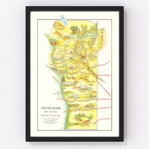San Luis Map 1933, Vintage San Luis Map, Old San Luis Art, Wall Art Gift for San Luis History Lovers Retro Decor