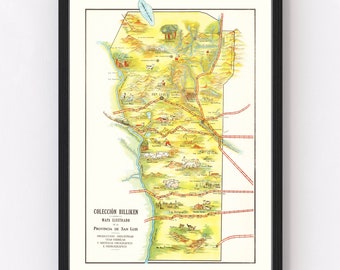 San Luis Map 1933, Vintage San Luis Map, Old San Luis Art, Wall Art Gift for San Luis History Lovers Retro Decor