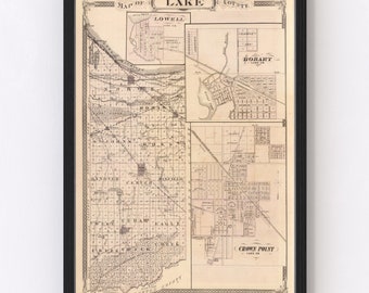 Indiana Lake Map - Etsy