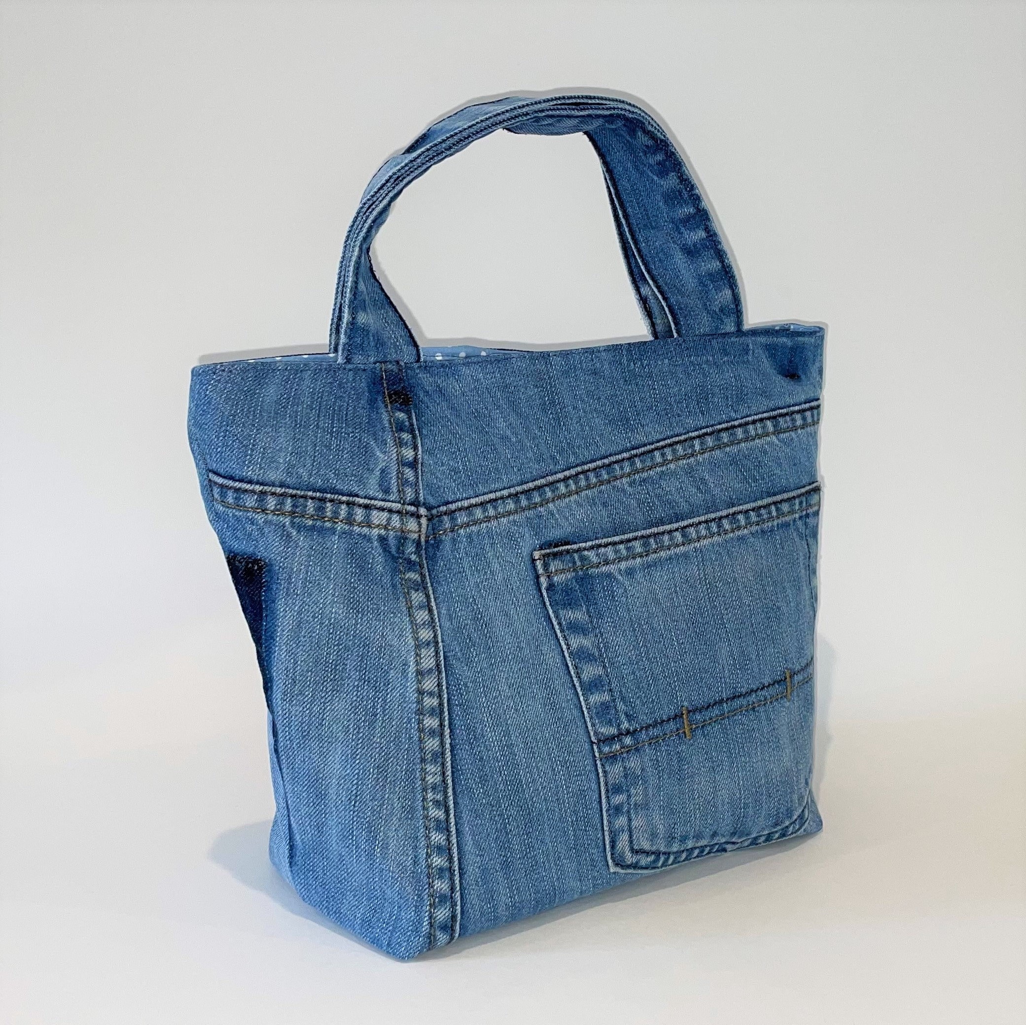 Denim Tote Bag Repurposed Handcrafted | Etsy