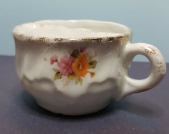 Porcelana antigua Floral Scuttle Shaving Mug/Cup Victorian, Bonito artículo, Adorno de oro