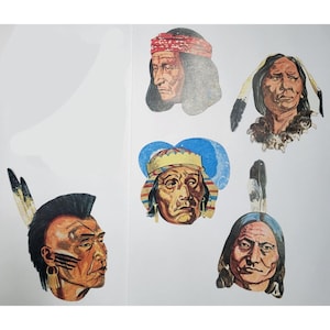 5 VTG indigenous Native American Indian Die Cut~ Iroquois Sioux Seminole Apache