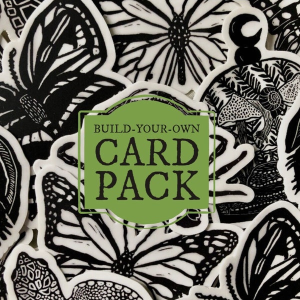 Build-Your-Own Card Pack | Multi-Pack | Linocut Art | Blank Greeting Card | Hand-Printed Stationery