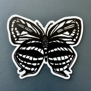 Hairstreak Butterfly Sticker | Vinyl Decal | Water-Proof Sticker | Linocut Sticker | 3&quot; x 2.57&quot;