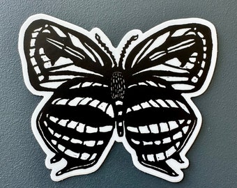 Hairstreak Butterfly Sticker | Vinyl Decal | Water-Proof Sticker | Linocut Sticker | 3" x 2.57"