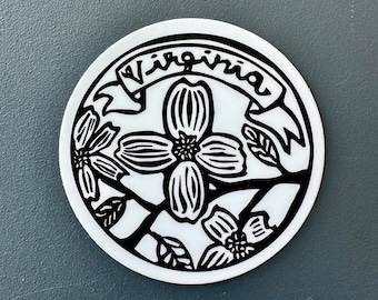 Virginia Dogwood Sticker | Vinyl Decal | Water-Proof Sticker | 2" x 2" or 2.5" x 2.5"