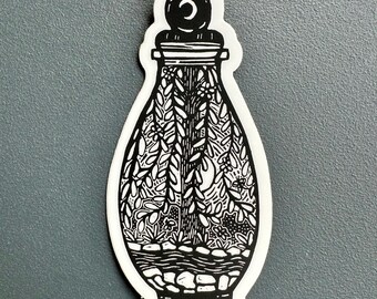 Moonlit Garden Sticker | Vinyl Decal | Water-Proof Sticker | 1.48″ × 3″ or 1.95″ × 4″