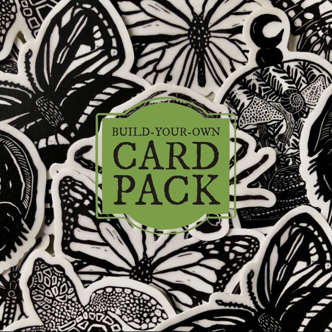 Buildyourown Card Pack Multipack Linocut Art Blank Greeting Card