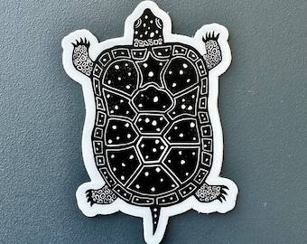 Spotted Turtle Sticker | Linocut Sticker | Vinyl Decal | Water-Proof Sticker | 2.1″ × 3″