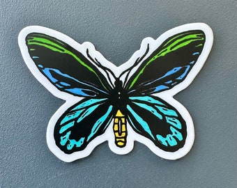 Queen Alexandra's Birdwing Sticker | In Color | Vinyl Decal | Water-Proof Sticker | 3" x 2.09"