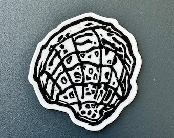 Appalachian Monkeyface Mollusk  | Linocut Sticker | Vinyl Decal | Water-Proof Sticker | 2.33" × 2.4"