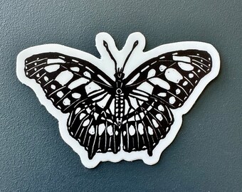 Malachite Butterfly Sticker | Vinyl Decal | Water-Proof Sticker | Linocut Sticker | 3" x 1.98"