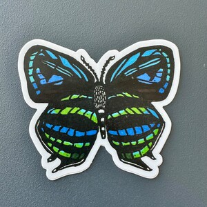 Hairstreak Butterfly Sticker | In Color | Vinyl Decal | Water-Proof Sticker | Linocut Sticker | 3&quot; x 2.57&quot;