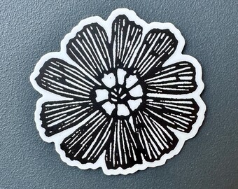 White Campion Sticker | Vinyl Decal | Water-Proof Sticker | Linocut Art | 2″ × 1.92″