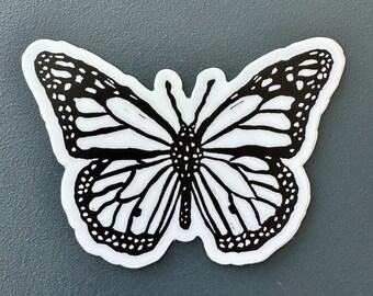 Monarch Butterfly Sticker | Vinyl Decal | Water-Proof Sticker | Linocut Sticker | 3" x 2.1"
