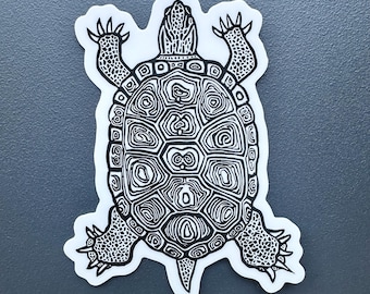 Northern Diamondback Terrapin Turtle Sticker | Vinyl Decal | Water-Proof Sticker | 2.31″ × 3″