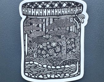 Firefly Jam Jar Sticker | Great Smoky Mountains | Vinyl Decal | Water-Proof Sticker | 2.44″ × 3″