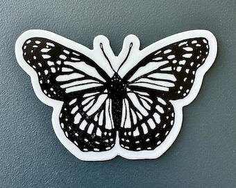 Viceroy Butterfly Sticker | Linocut Sticker | Vinyl Decal | Water-Proof Sticker | 3″ × 1.93″