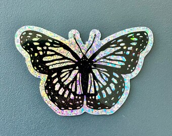 Viceroy Butterfly Sticker | Glitter | Linocut Sticker | Vinyl Decal | Water-Proof Sticker | 3″ × 1.93″