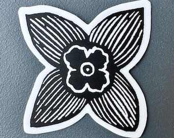 Bluet / Quaker Ladies Sticker | Vinyl Decal | Water-Proof Sticker | Linocut Art | 1.93″ × 2″