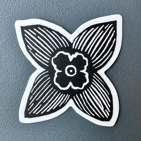 Bluet / Quaker Ladies Sticker | Vinyl Decal | Water-Proof Sticker | Linocut Art | 1.93″ × 2″