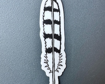 Snowy Owl Feather Sticker | Vinyl Decal | Water-Proof Sticker | Linocut Art | 0.86″ × 3″