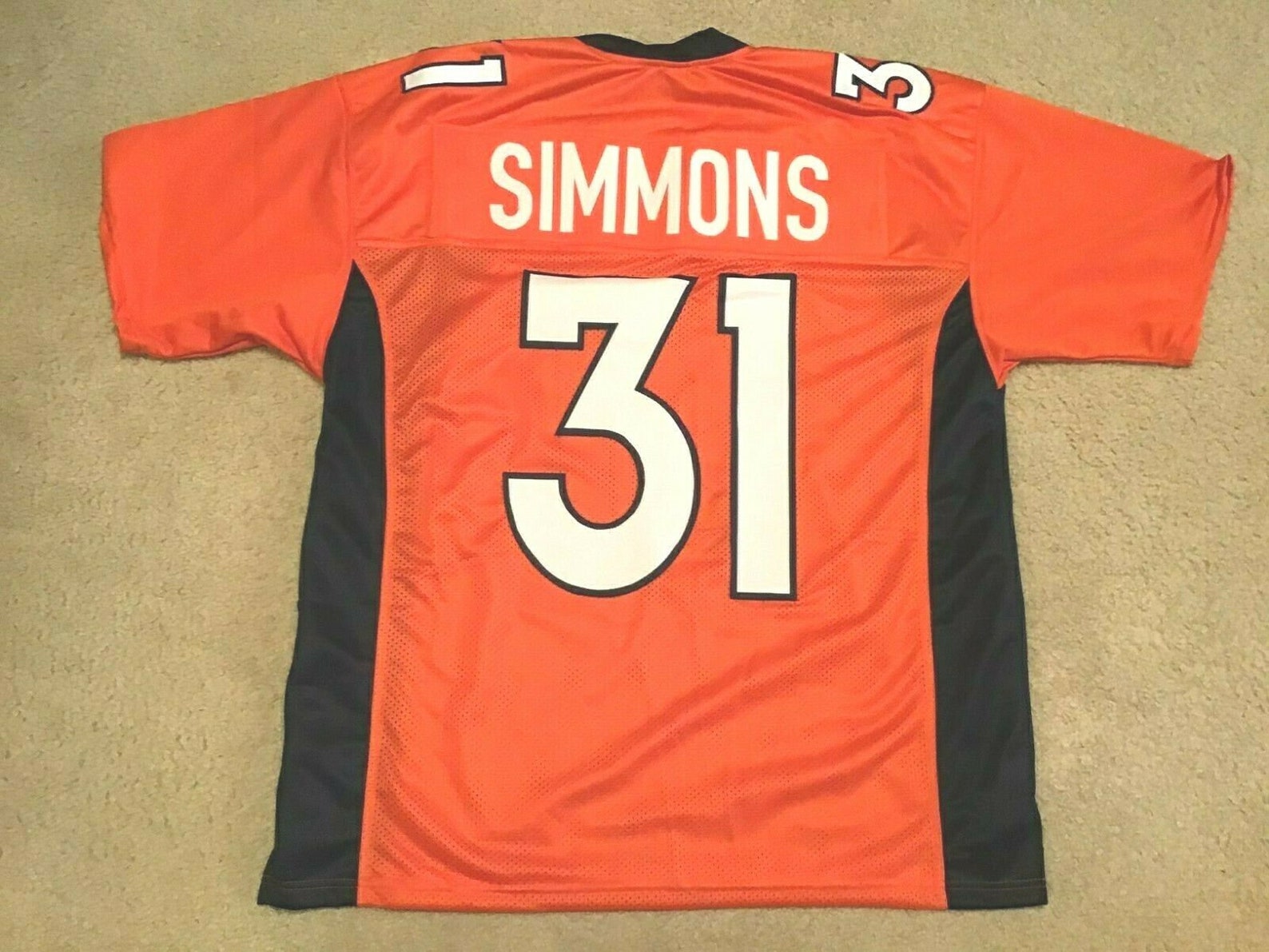 Justin Simmons UNSIGNED CUSTOM Sewn Stitched Orange Jersey | Etsy