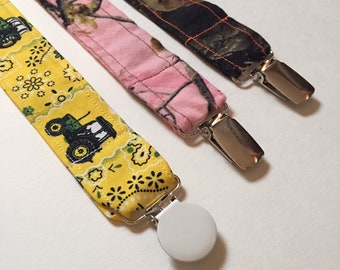 Camo pacifier clip | Pink camo pacifier clip | John Deere pacifier clip