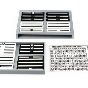 I Ching (Yijing) Tablero de azulejos con cajón, azulejos y tarjeta de referencia rápida de hexagrama