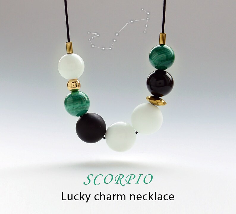 Necklace lucky charm For Scorpio Modern beaded necklace Etsy