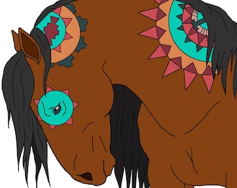 Aztec Horse Coloring Page