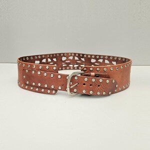 Motif 56 Vintage Brown Leather Moroccan Belt MOTIF 56 Oval Brass Buckle Black, 1.5 main image 4