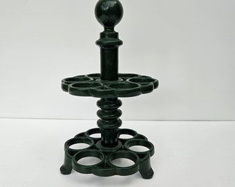 Vintage Victor forest green enamelled cast iron egg holder Robert Welch egg storage rack stand with 2 tiers holds 12 eggs kitchenalia