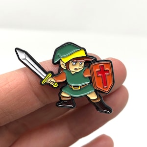 Legend of Zelda - classic NES Link ready for battle  - NES game enamel pin - retro gaming