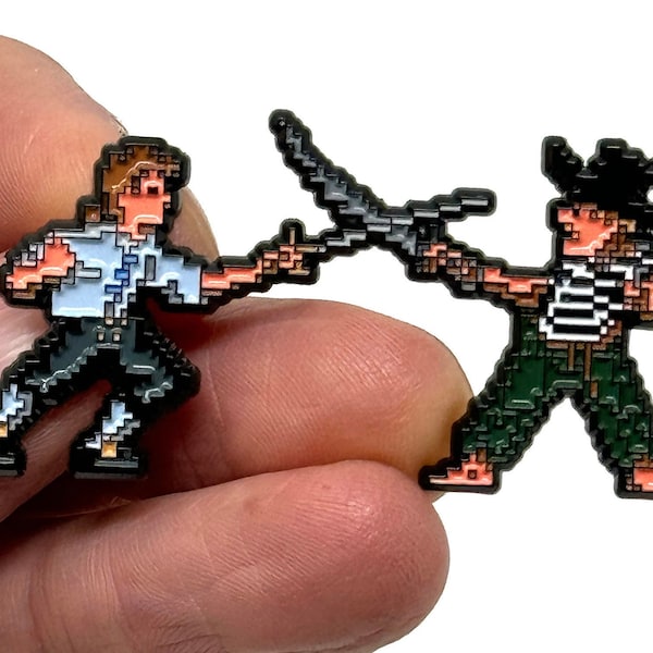 Secret of Monkey Island, Insult Sword Fighting Guybrush and Pirate 2” enamel pin and magnet, Classic Graphic Adventure PC Retro Gaming Art