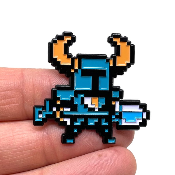 Shovel Knight enamel pin or magnet - classic 8-bit retro aesthetic video game art