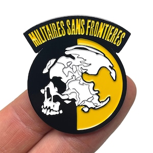 Metal Gear, Militaires Sans Frontieres emblem 1.65” enamel pin and magnet - Classic MSF Metal Gear enamel pin - retro gaming