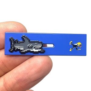 Jaws for NES, Jaws chasing scuba diver, sliding 2” enamel pin and magnet - Classic NES retro gaming art