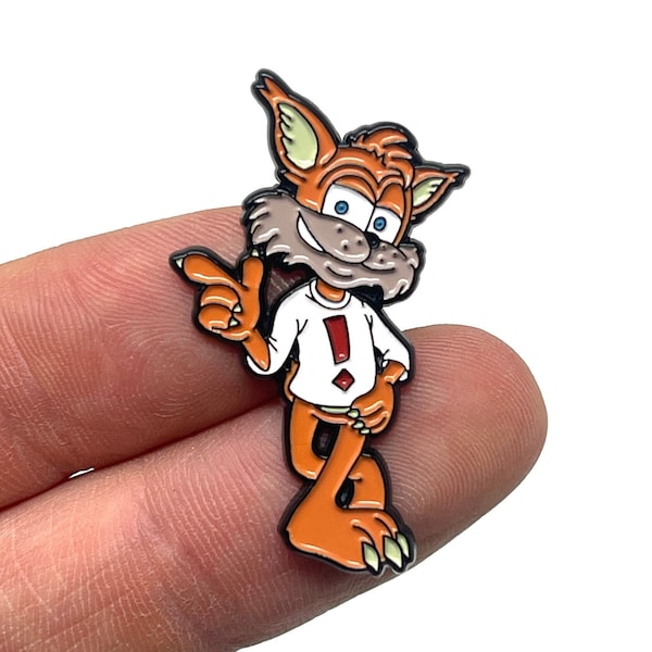 Bubsy: Claws Encounters of the Furred Kind for SNES, Busby 1.5” enamel pin and magnet - SNES / Genesis Console art - retro gaming pin