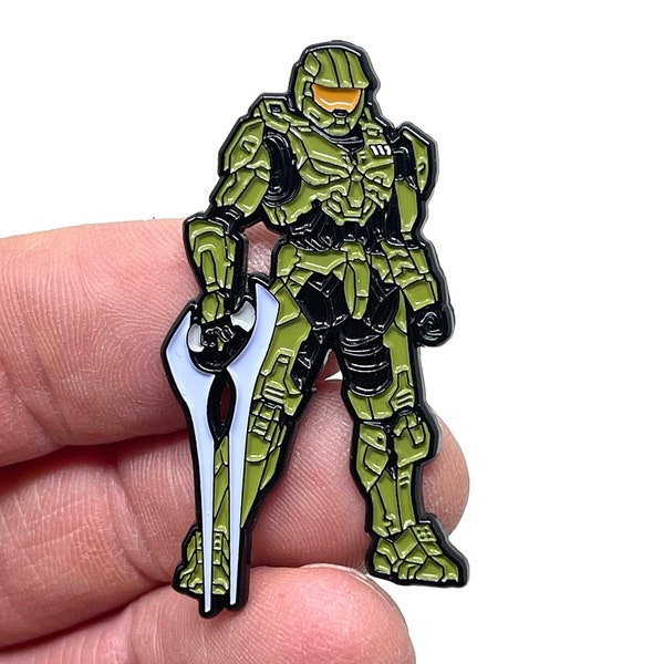 Halo Infinite for PS, Master Chief Mark VI, 1.75” enamel pin and magnet - Classic retro gaming art
