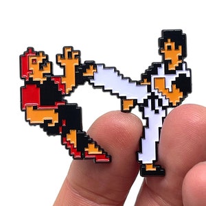 Kung Fu for NES, Thomas vs a Gripper 1.75” enamel pin and magnet - Classic NES retro gaming art - Kung-Fu Master - Arcade
