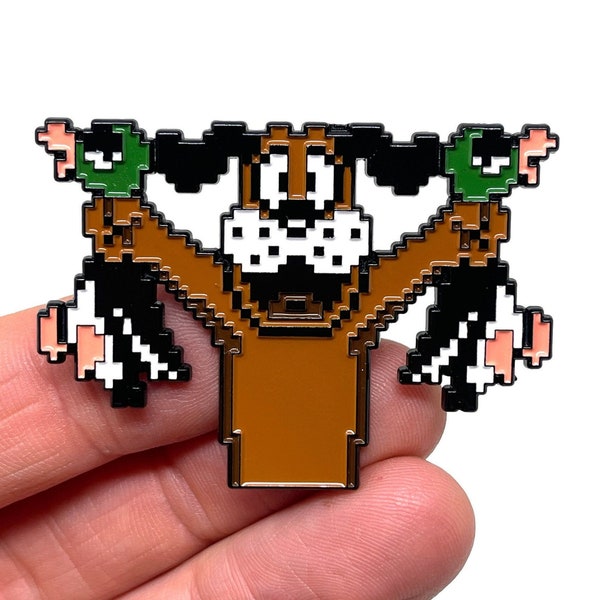 Duck Hunt for NES, hunting dog holding two ducks 2” enamel pin and magnet - Classic NES retro gaming art