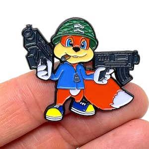 Conker’s Bad Fur Day for N64, Conker 1.5” enamel pin and magnet - Classic N64 retro gaming art