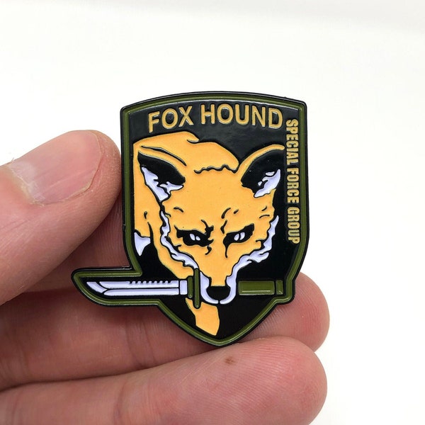 Metal Gear - Fox Hound Special Force Group - emblem pin or magnet - also available as glow-in-the-dark - Classic NES retro gaming