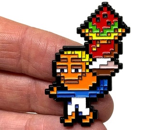 Food Fight, arcade classic, Charley Chuck 1.75” enamel pin and magnet -  retro arcade gaming art - retro gamer enamel pins