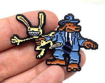 Sam and Max Hit the Road - Sam and Max enamel pin or magnet - Classic Graphic Adventure PC Retro Gaming Art