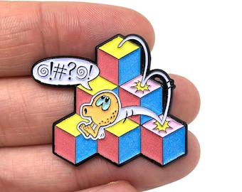 Q*Bert glow-in-the-dark enamel pin - Classic Arcade - Arcade retro gaming pin