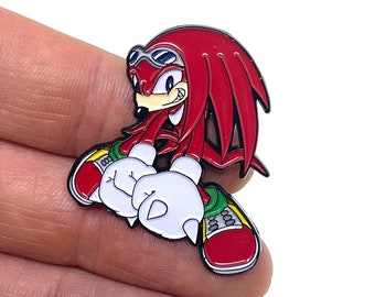 Sonic the Hedgehog, Knuckles 1.5” enamel pin and magnet - Classic Sega game enamel pin - retro gaming